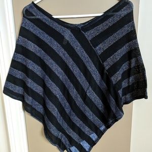 Grey and black stripped poncho